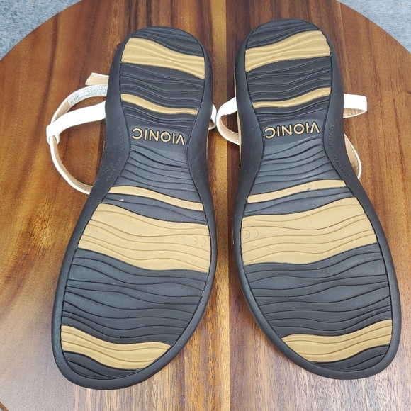 Vionic Lizbeth Sandals Women's 7 White Gold Metallic Buckle Strap - Picture 9 of 10